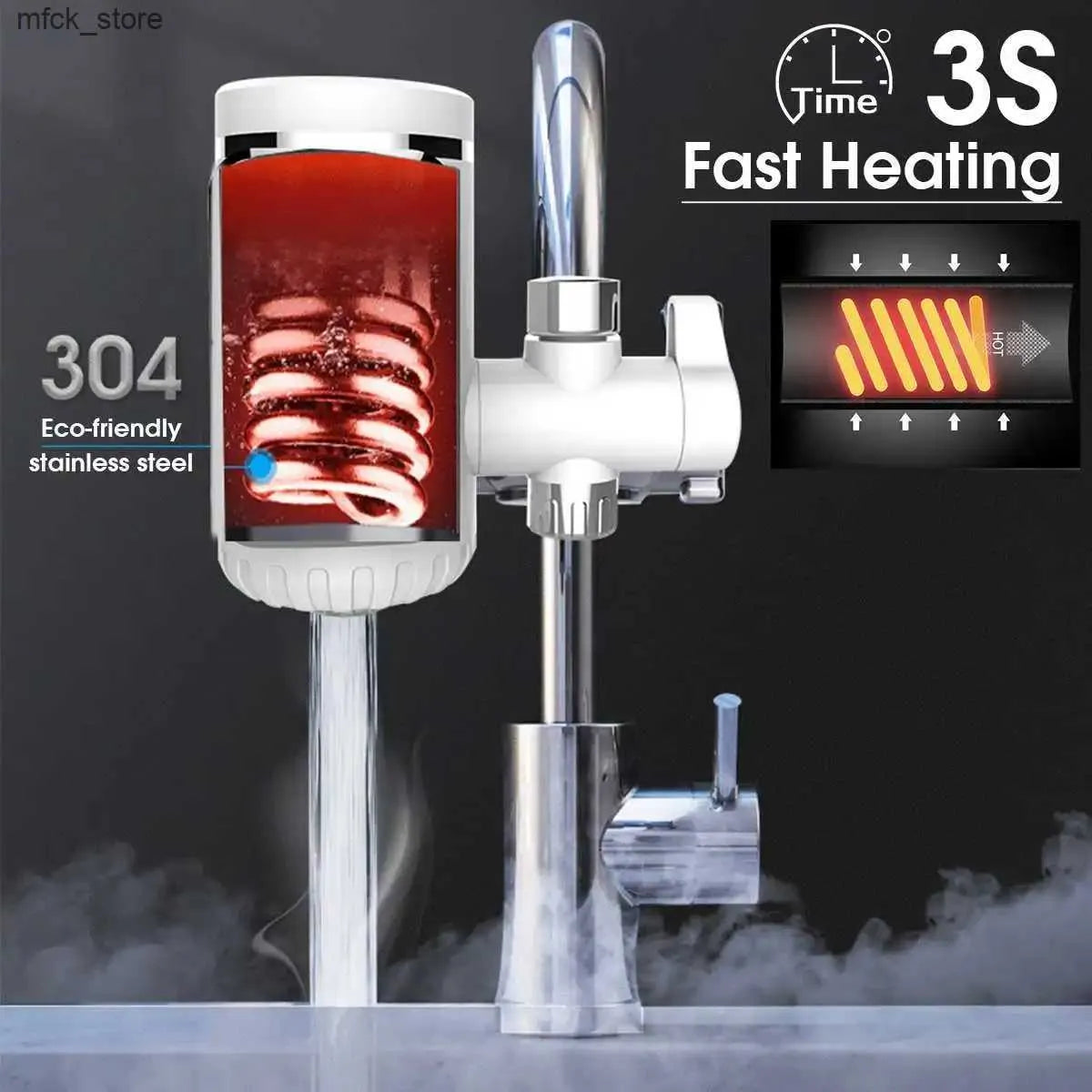 Home Heaters Electric Hot Faucet Water Heater Kitchen Cold Heating Faucet Tankless Digital Instantaneous Water Heater Water Tap with Adapter