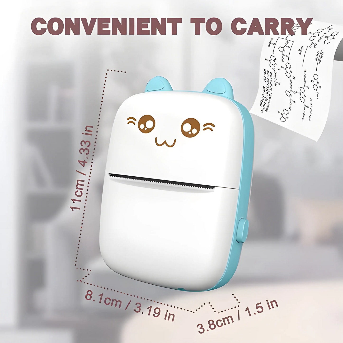 Portable Wireless Bluetooth Mini Printer with COVER - 4 Printing Rolls