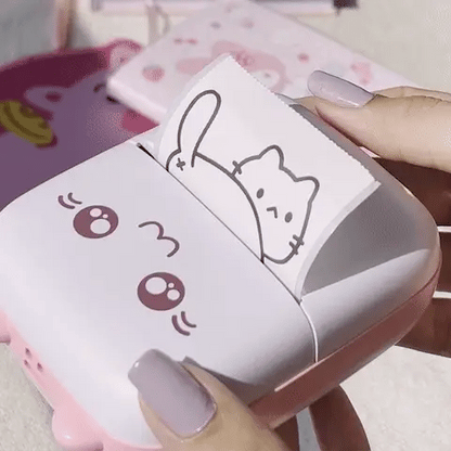 Portable Wireless Bluetooth Mini Printer with COVER - 4 Printing Rolls